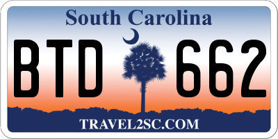 SC license plate BTD662