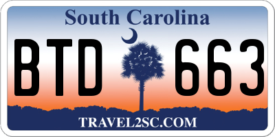 SC license plate BTD663