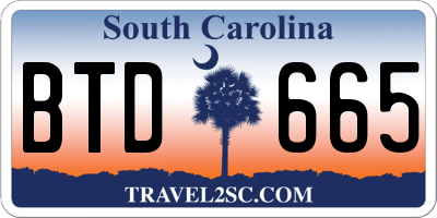 SC license plate BTD665