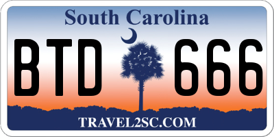 SC license plate BTD666