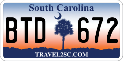 SC license plate BTD672