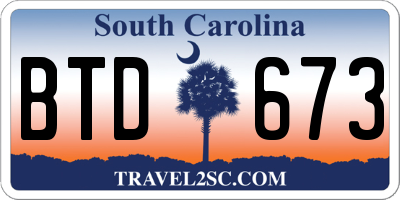 SC license plate BTD673