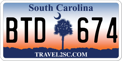 SC license plate BTD674