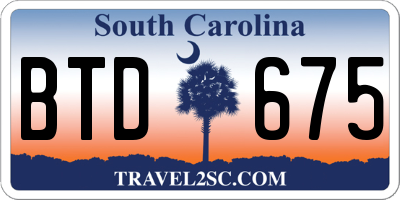 SC license plate BTD675