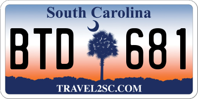 SC license plate BTD681