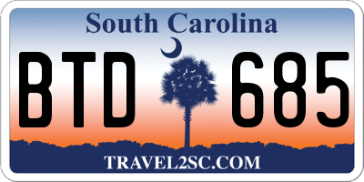 SC license plate BTD685