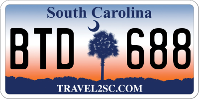SC license plate BTD688