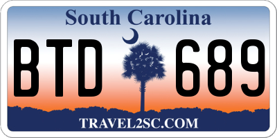 SC license plate BTD689