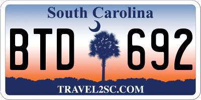 SC license plate BTD692