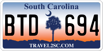 SC license plate BTD694