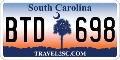 SC license plate BTD698