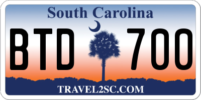 SC license plate BTD700