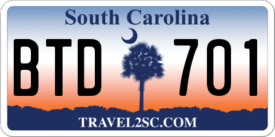 SC license plate BTD701