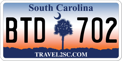 SC license plate BTD702