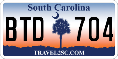SC license plate BTD704