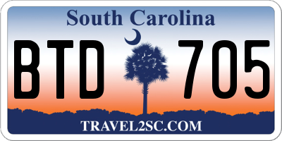 SC license plate BTD705