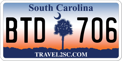 SC license plate BTD706