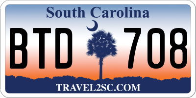 SC license plate BTD708