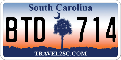 SC license plate BTD714