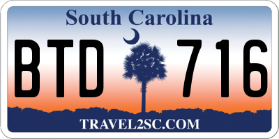 SC license plate BTD716