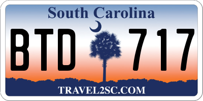 SC license plate BTD717