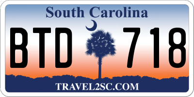 SC license plate BTD718