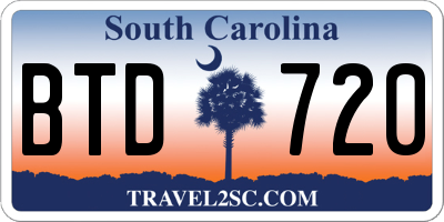 SC license plate BTD720