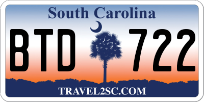 SC license plate BTD722