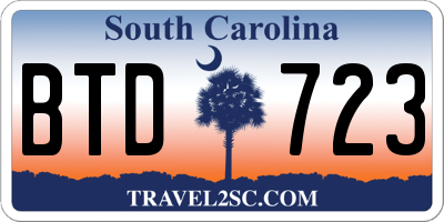 SC license plate BTD723
