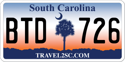 SC license plate BTD726