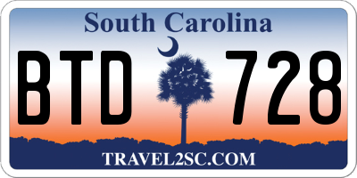SC license plate BTD728