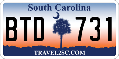 SC license plate BTD731