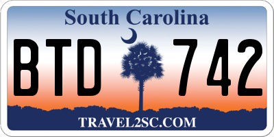 SC license plate BTD742