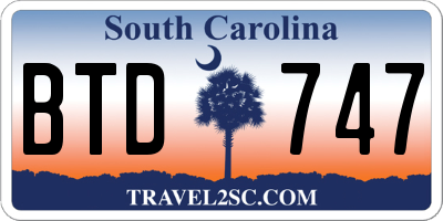 SC license plate BTD747
