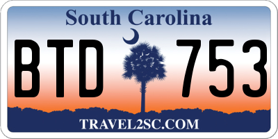 SC license plate BTD753