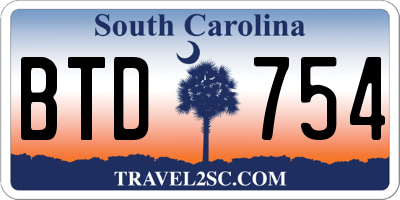 SC license plate BTD754