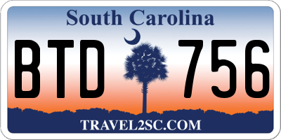 SC license plate BTD756