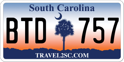 SC license plate BTD757
