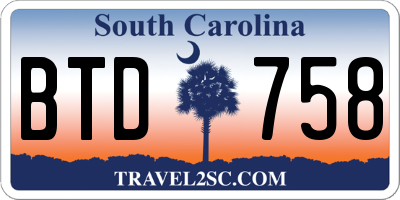 SC license plate BTD758