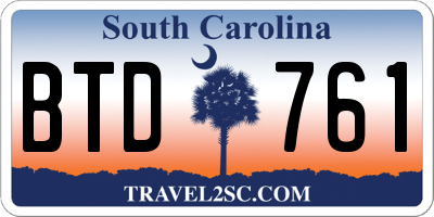 SC license plate BTD761
