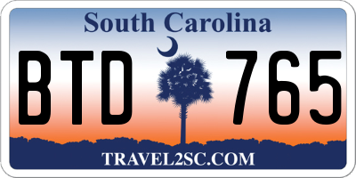 SC license plate BTD765