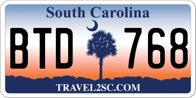 SC license plate BTD768