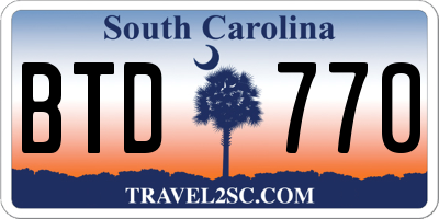 SC license plate BTD770