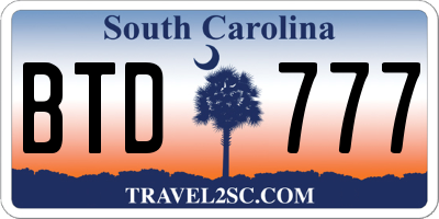 SC license plate BTD777