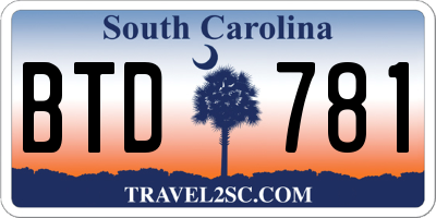 SC license plate BTD781
