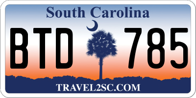 SC license plate BTD785