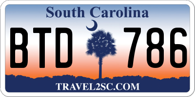 SC license plate BTD786