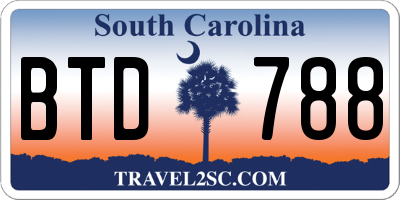 SC license plate BTD788