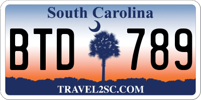 SC license plate BTD789