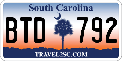 SC license plate BTD792